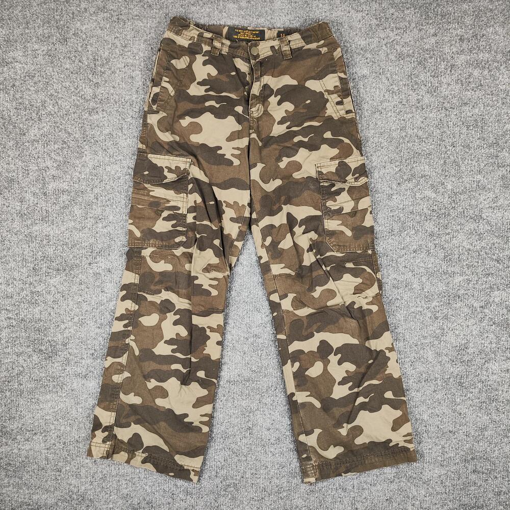 Old Navy Cargo Pants Boys 14 Brown Camouflage Camo Relaxed Fit Pockets Youth